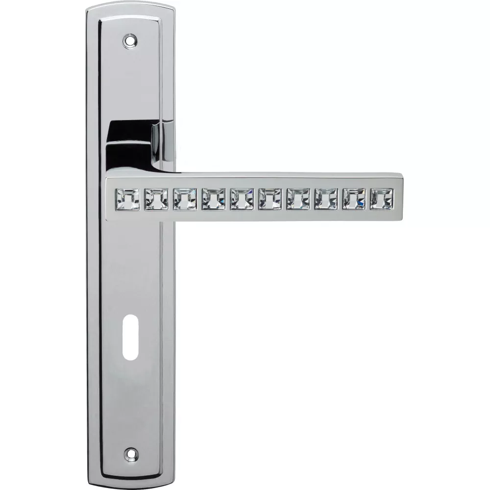 Klamka do drzwi - model Reflex - dlugi szyld - otwor na klucz - wykonczenie CR